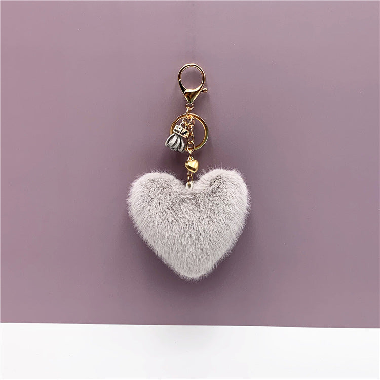 Wholesale Tassel peach heart keychain cute bag pendant heart-shaped plush car keychain